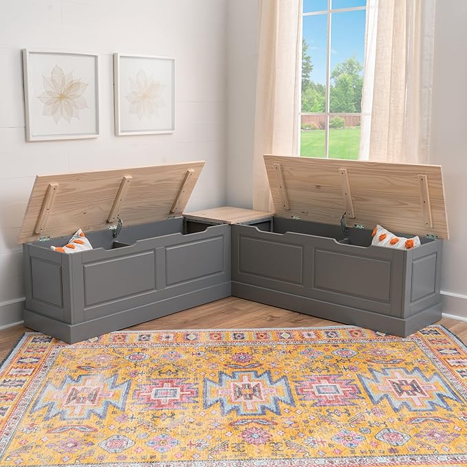 Linon Harris Grey and Maple Solid Pine Backless Nook