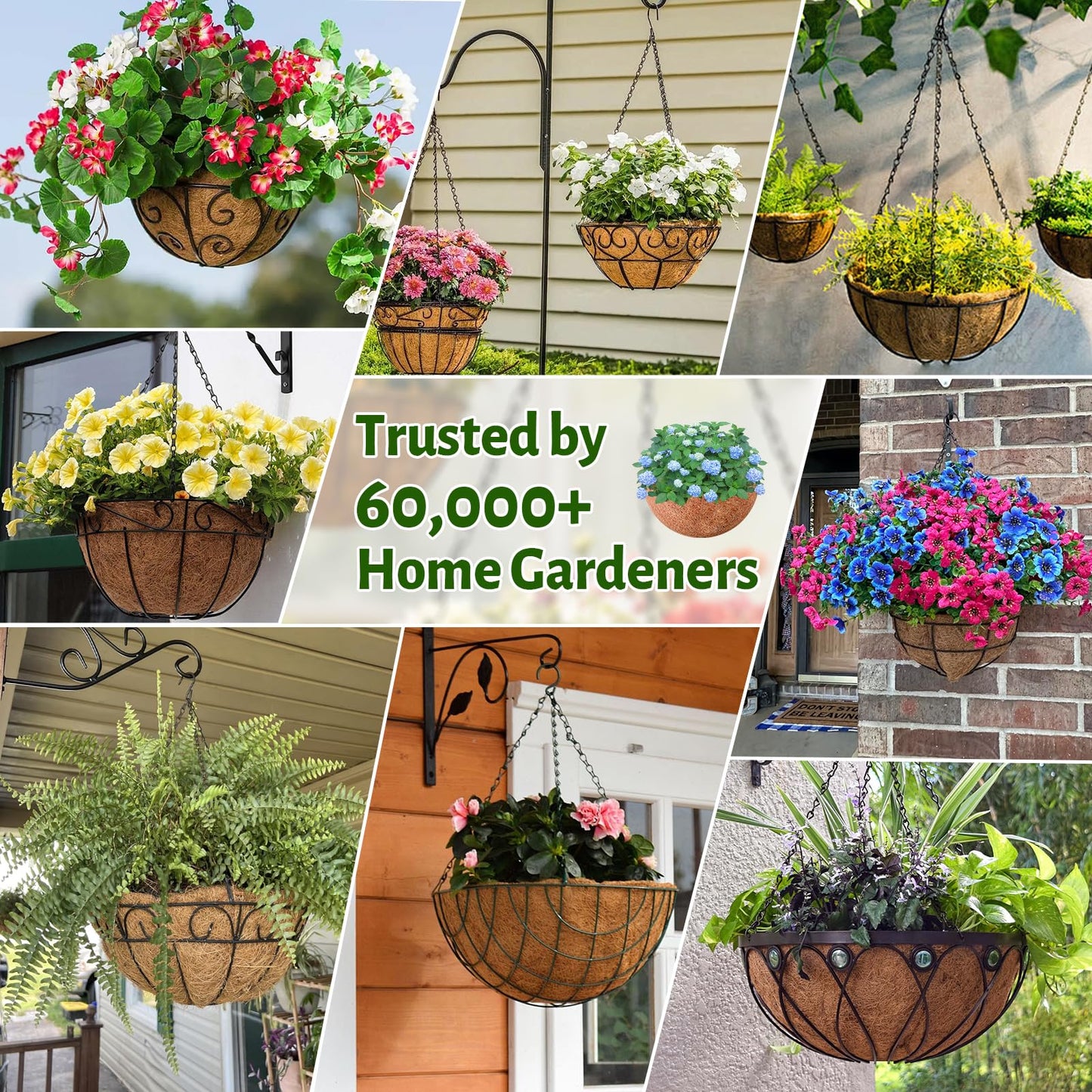 Halatool 4 Pack 12 Inch Coco Liners Natural Coconut Liners for Planters Round Coco Coir Hanging Basket Liner for Flowers Vegetables