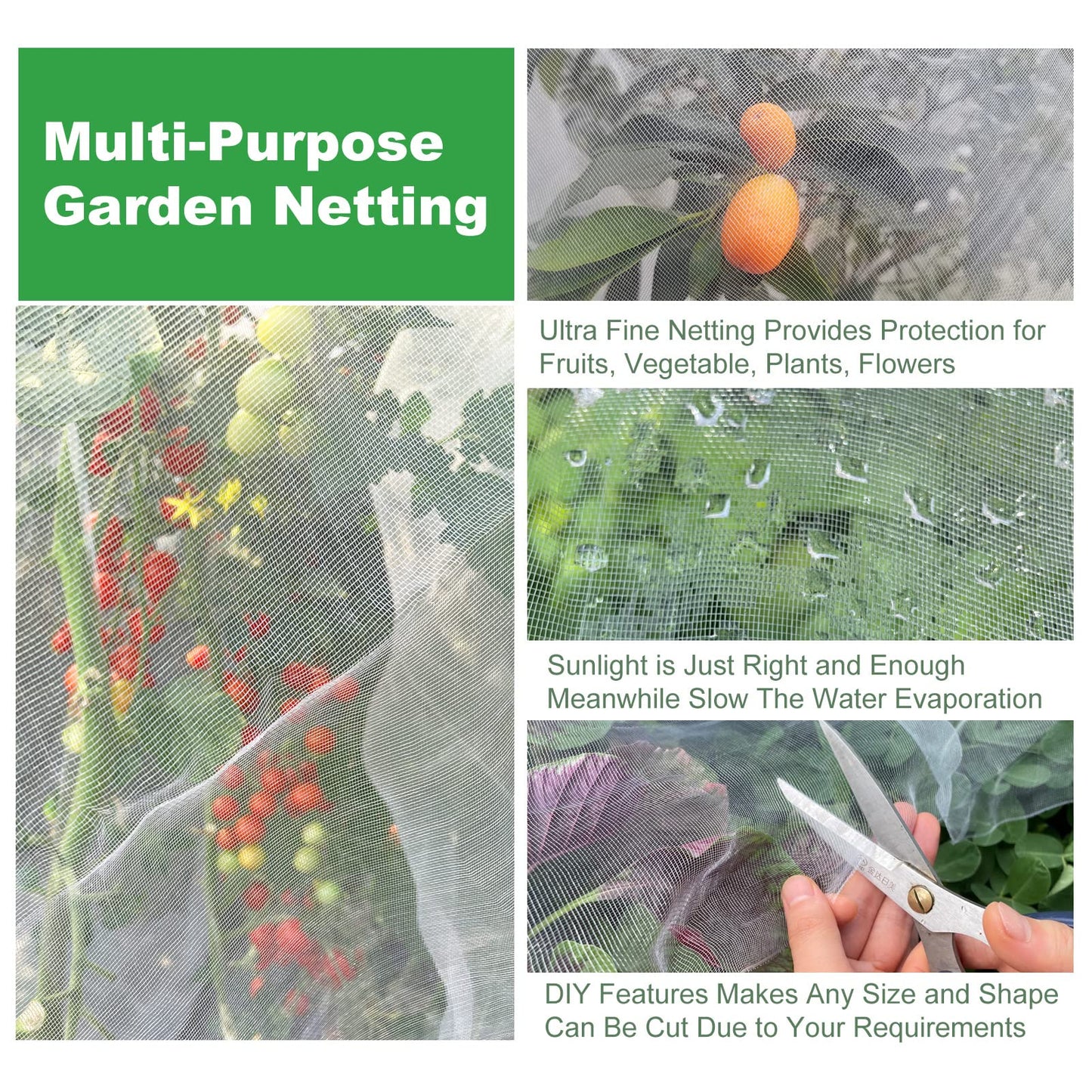 Garden Mesh Netting 10'x33' Plants Covers Ultra Fine Bug Cover Keep Trees Vegetables Fruits from Cicada Mosquito Netting for Patio Crops Flowers Protection Cicada Insect Net (White)