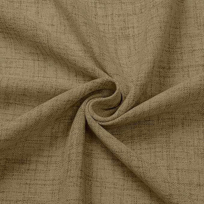 Tollpiz Short Linen Curtains Bedroom Rod Pocket Semi Sheer Curtain Burlap Light Filtering Thick Linen Drapes for Living Room, 38 x 45 inches Long, Taupe, Set of 2 Panels