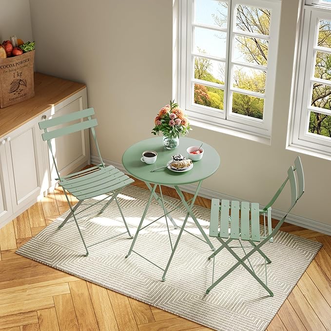 3-Piece Folding Bistro Set, Outdoor Patio Furniture Set