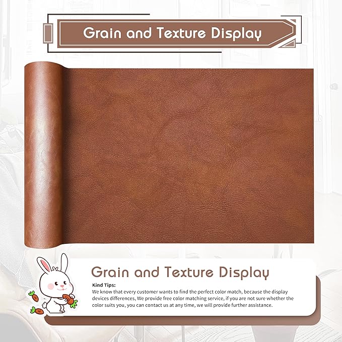KING MOUNTAIN Leather Repair Patch, 12 x 60 Inches self Adhesive Leather Repair