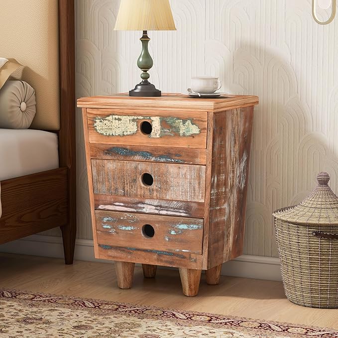 End Table Recycled Wood Nightstand, Side Table