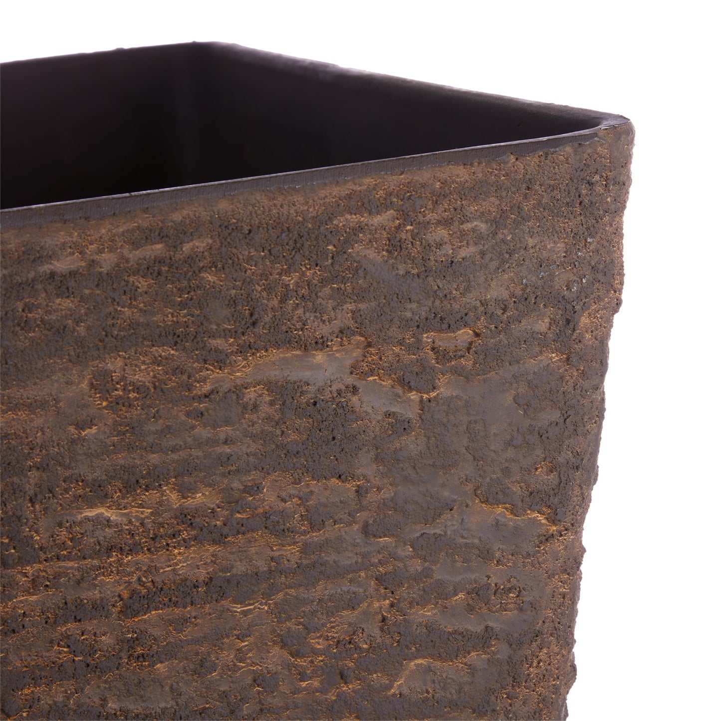 Alpine Corporation Indoor Outdoor Textured Stone Look Squared Planters, Medium, Large - Set of 2