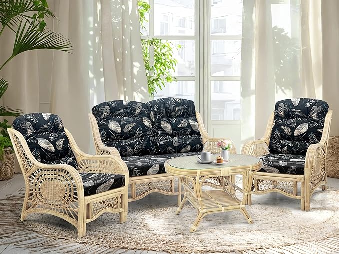 Malibu Lounge Living Accent Armchair Natural Rattan Wicker Handmade Design