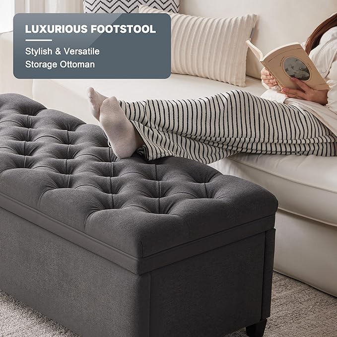 Mangodan 50" Storage Ottoman Bench, Tufted Ottoman
