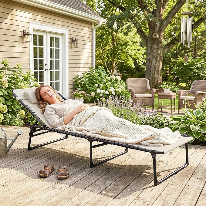 Outsunny Folding Chaise Lounge Chair, Patio Sun Tanning Chair, Outdoor Chaise