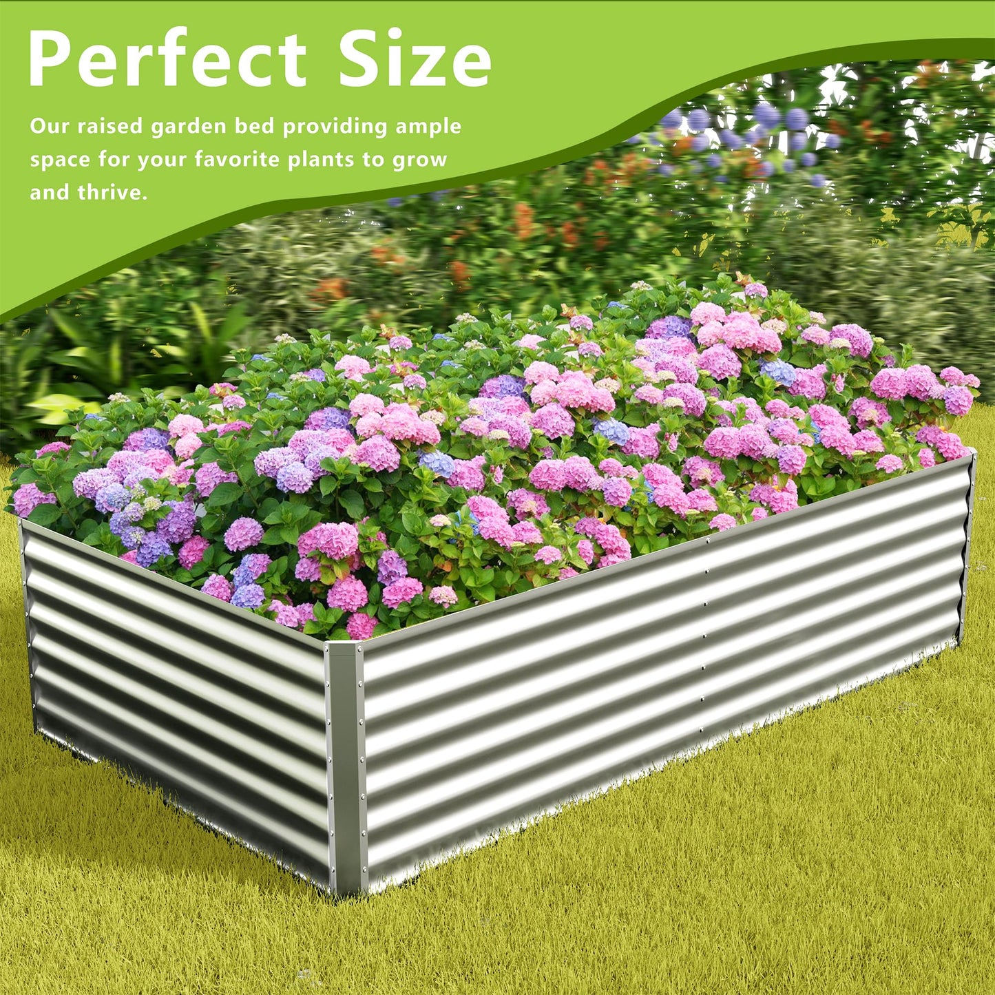 Ayen Guard 8x4x2FT Galvanized Raised Garden Bed,Galvanized Planter Boxes Outdoor, Large Metal Raised Garden Beds for Vegetables-Silver