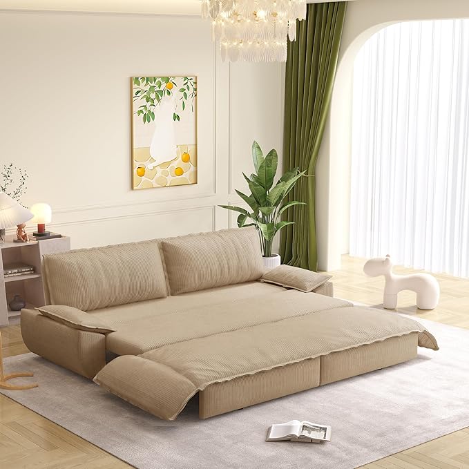 KEIKI 73.2" Luxury Queen Sleeper Sofa Bed, 3-in-1 Convertible Pull Out Couch