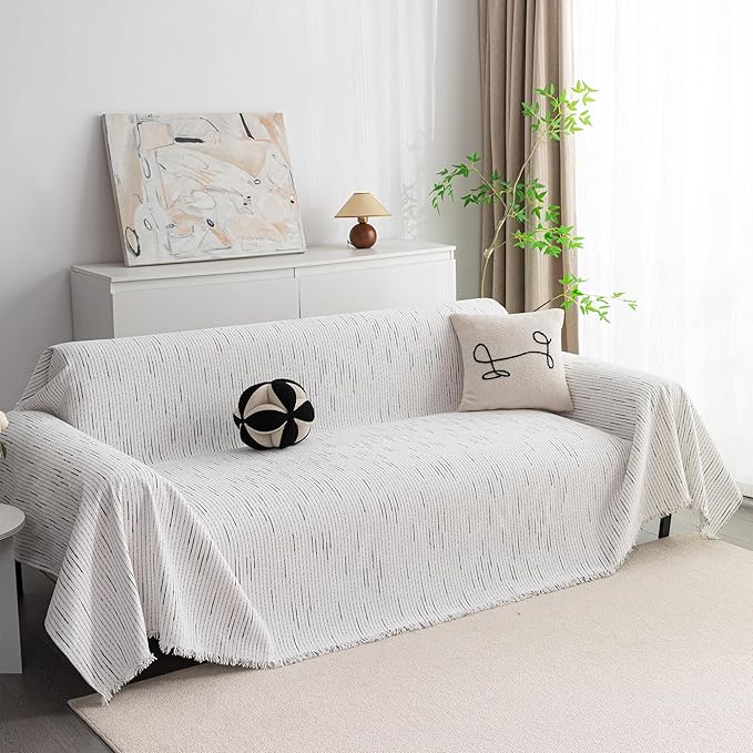 MYSKY HOME Boho Couch Cover White Sofa Covers