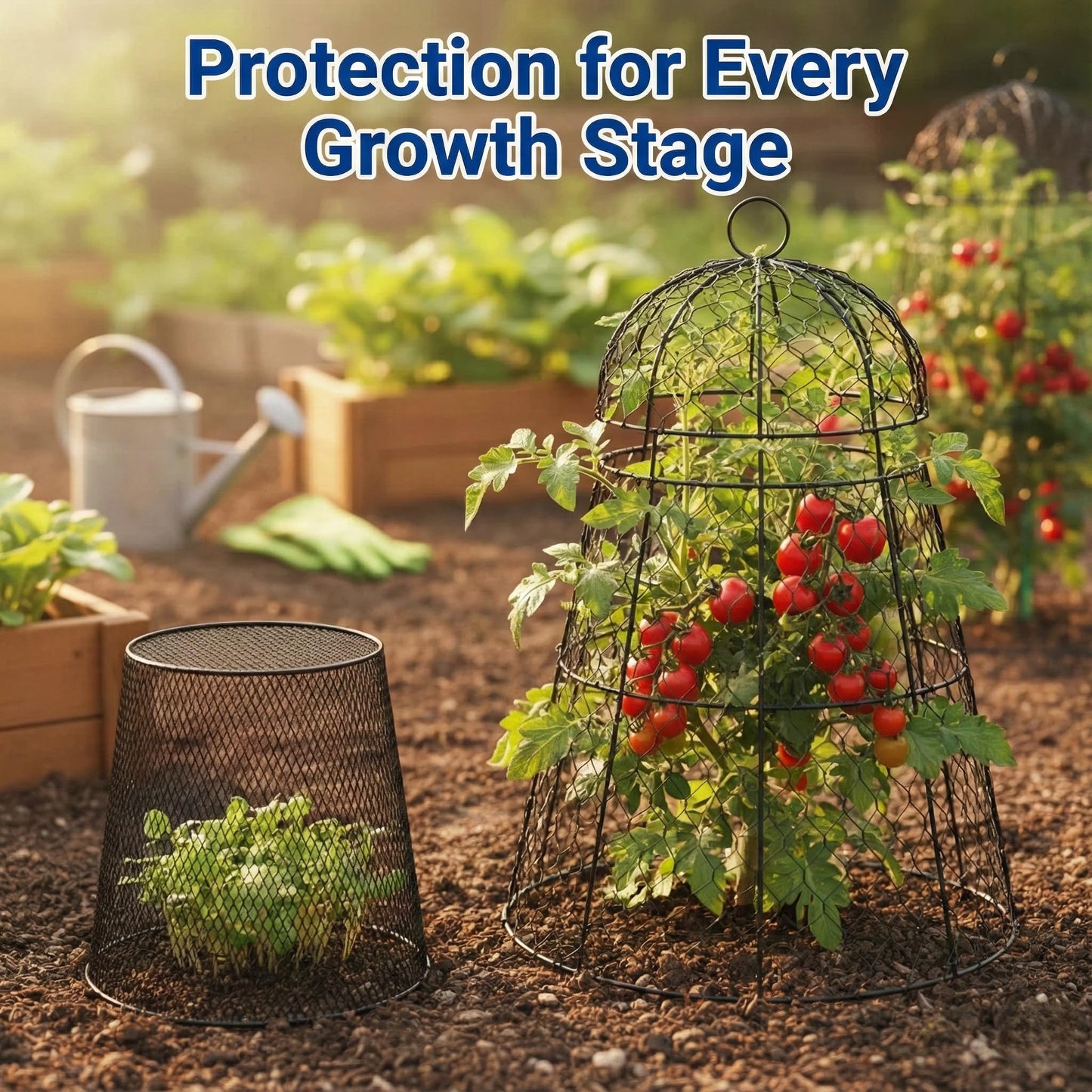 Tcomhk Garden Cloches for Plants, Chicken Wire Plant Cages, Plant Protectors from Animals, Combo Pack, 12 Pcs (6 Large 17.7" × 12.8" + 6 Small 5.87" × 9")