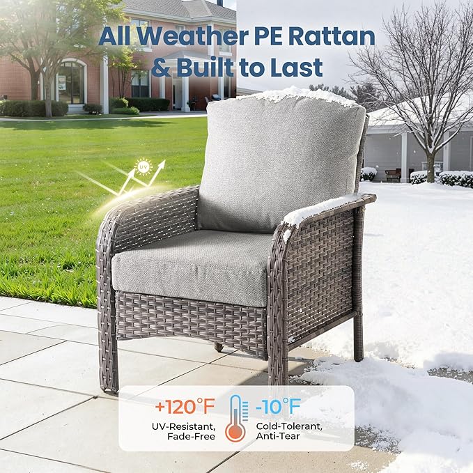 Wicker Patio Furniture Set High Back Loveseat Sofa Couch Armchair Coffee Table