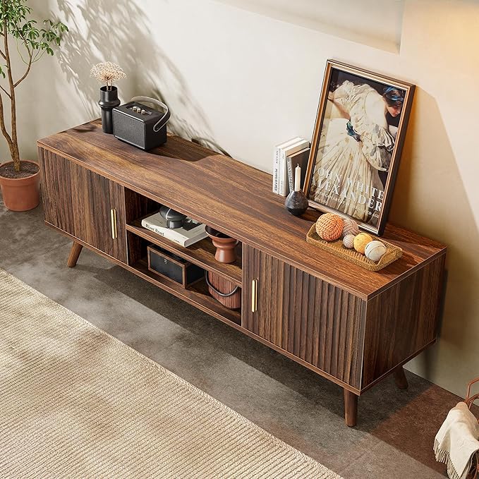 SUPERJARE TV Stand for 55 Inch TV, Entertainment Center