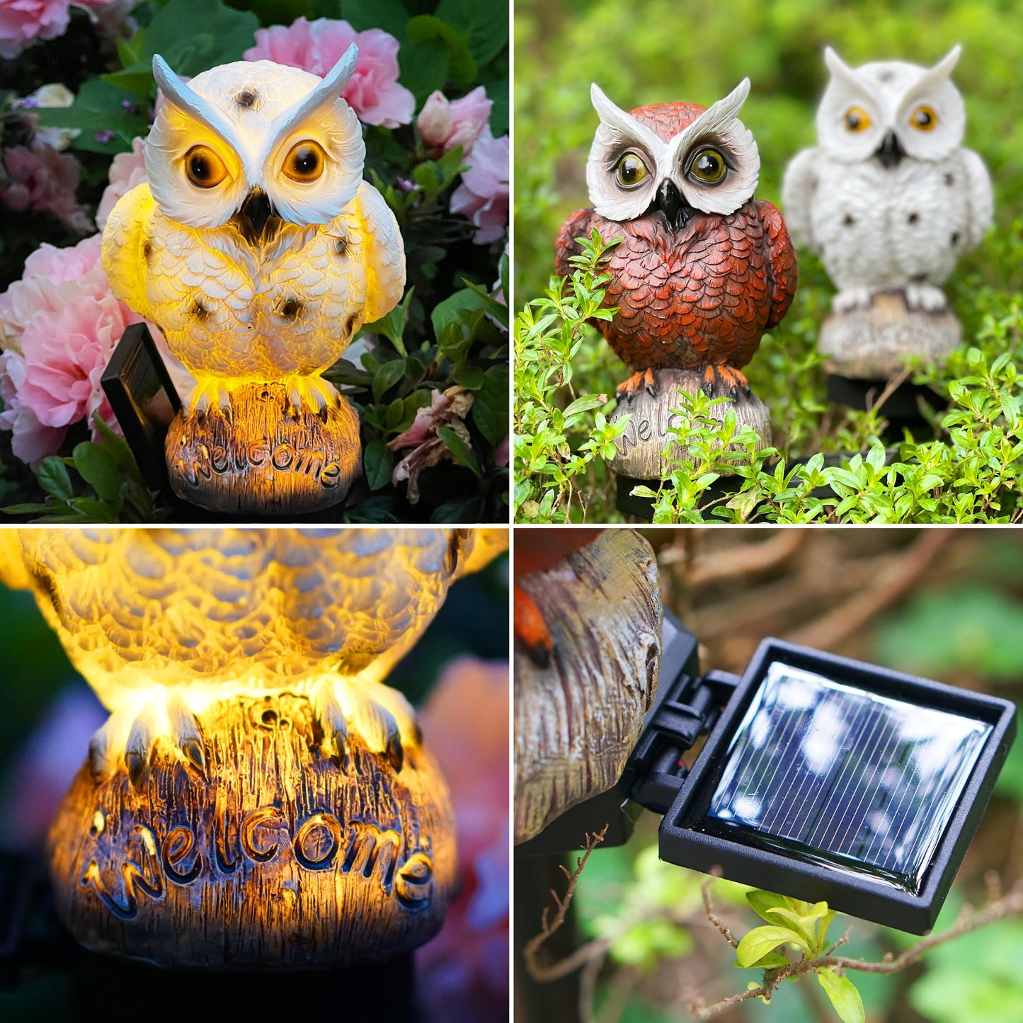 SmilingTown Solar Owl Garden Lights - Outdoor Owl Decorative Stake Light Waterproof for Yard Patio Pathway Lawn Ornaments Garden Decorations Gifts (2 Packs)