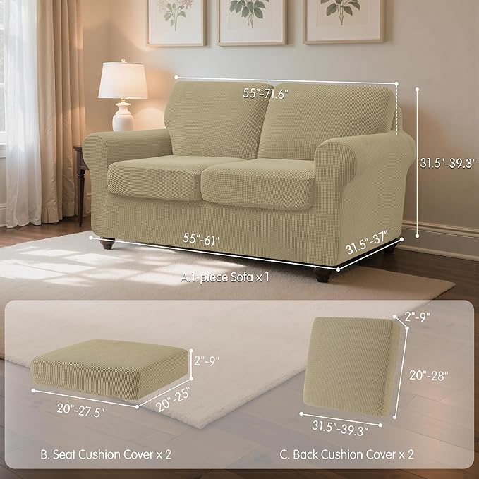 SUBRTEX 5 Pieces Stretch Sofa Slipcover Sets Couch Cover Sets Backrest Cushion