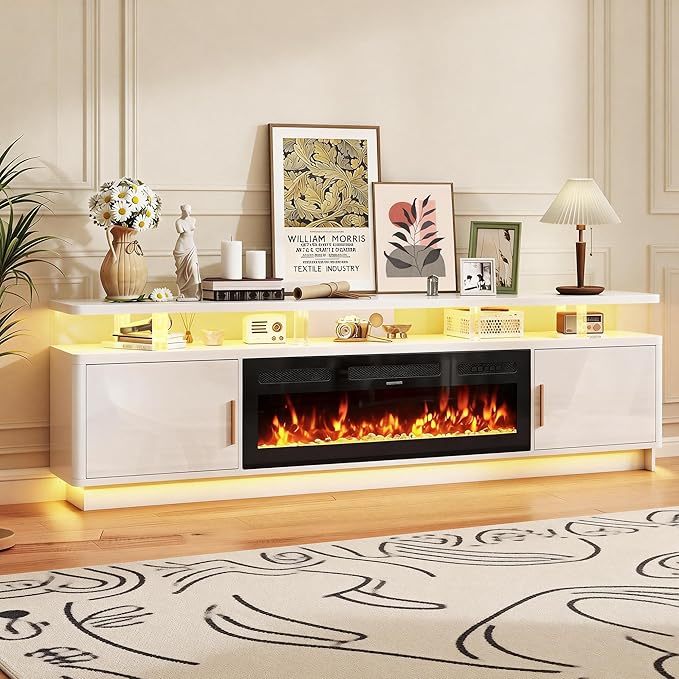 MXV 80" Fireplace TV Stand for TVs UP to 90", Entertainment Center