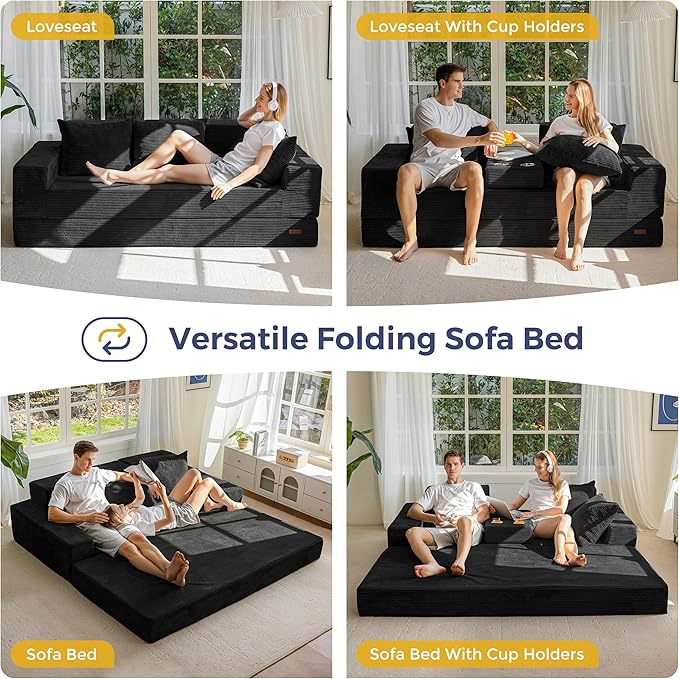 MAXYOYO Convertible Sofa Bed, Folding Sleeper Chair