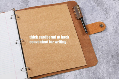 Leather business portfolio 3 ring binder for letter size 3 hole refill paper/leather organizer folder for 8.5 x 11 refillable paper