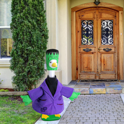 Watayo 2 Pcs/Set Halloween Monster Goose Outfits, Porch Goose Statue Monsters Costume, Purple Lawn Goose Monster Clothes with Hat for 23" Statue Halloween Fall Outdoor Patio Garden Yard Decor