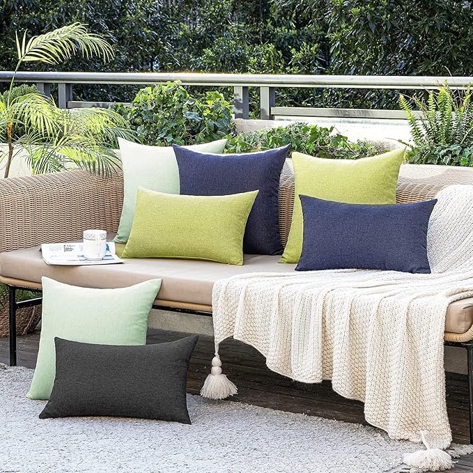 MIULEE Pack of 2 Decorative Outdoor Solid Waterproof Throw Pillow Covers Faux