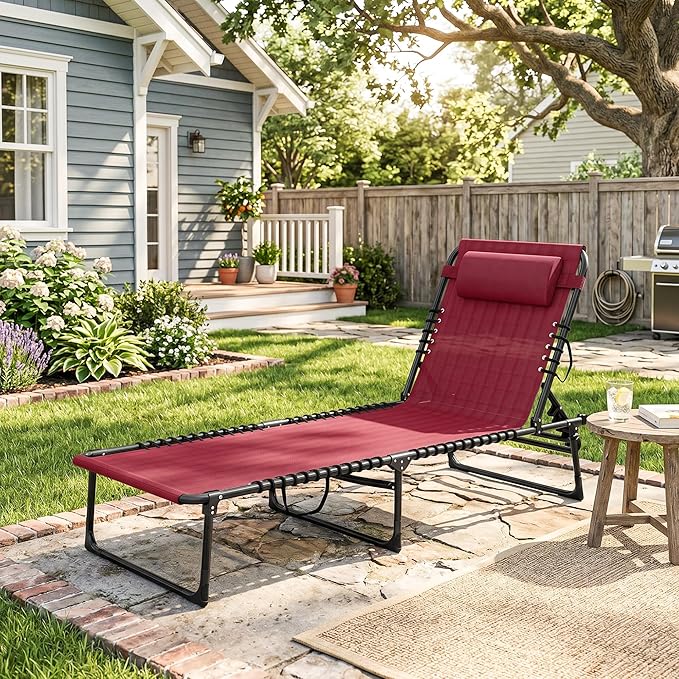Outsunny Folding Chaise Lounge Chair, Patio Sun Tanning Chair, Outdoor Chaise