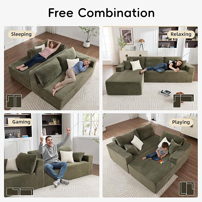 Opiesit 108" Boneless Couches for Living Room, Modular Sectional Sofa