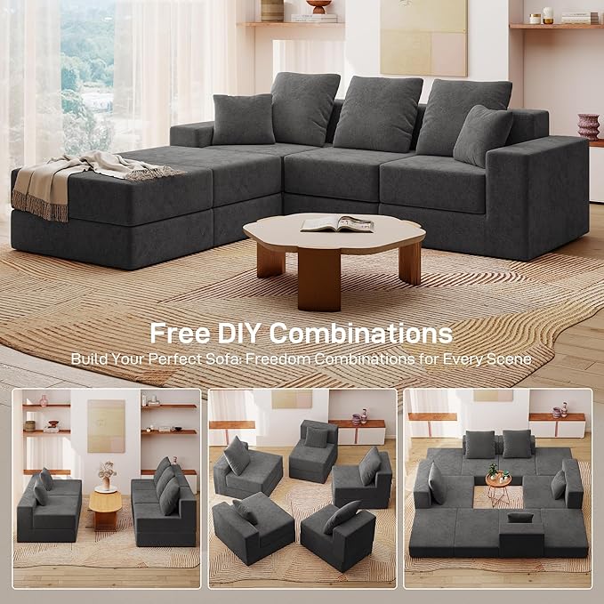 Living&Giving 101" U-Shaped Cloud Sectional Couch