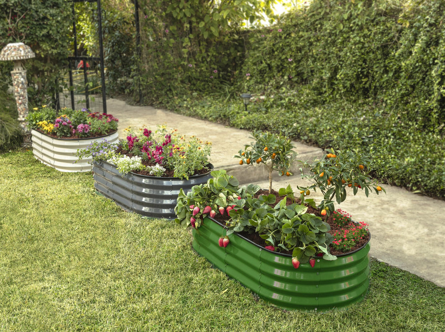 Plant & Plot Galvanized Raised Garden Beds Outdoor // 4×2×1 ft (2-Pack) Planter Raised Beds for Gardening, Vegetables, Flowers // Large Metal Garden Box // Patented Tool-Free Design (Olive Green)