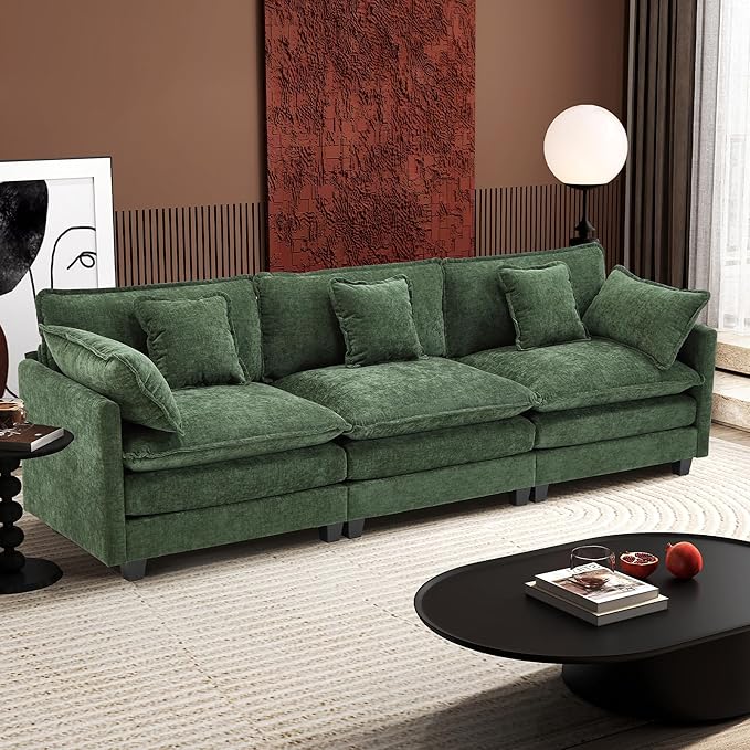 Ihanherry 111.4 Inch 3-Seater Cloud Sofa, Modular Sectional Couch, Modern Deep
