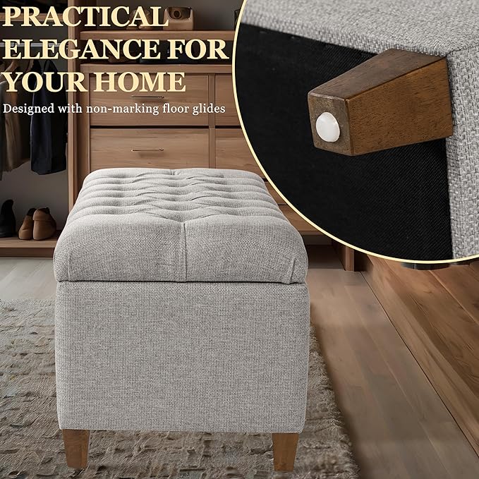 Homepop Home Decor Tufted Ainsley Button Storage Ottoman Bench