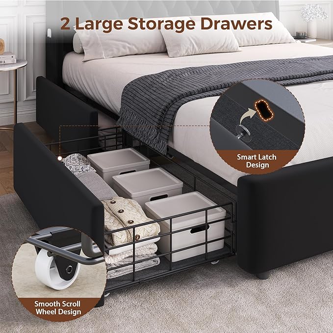 Queen LED Velvet Bed Frame