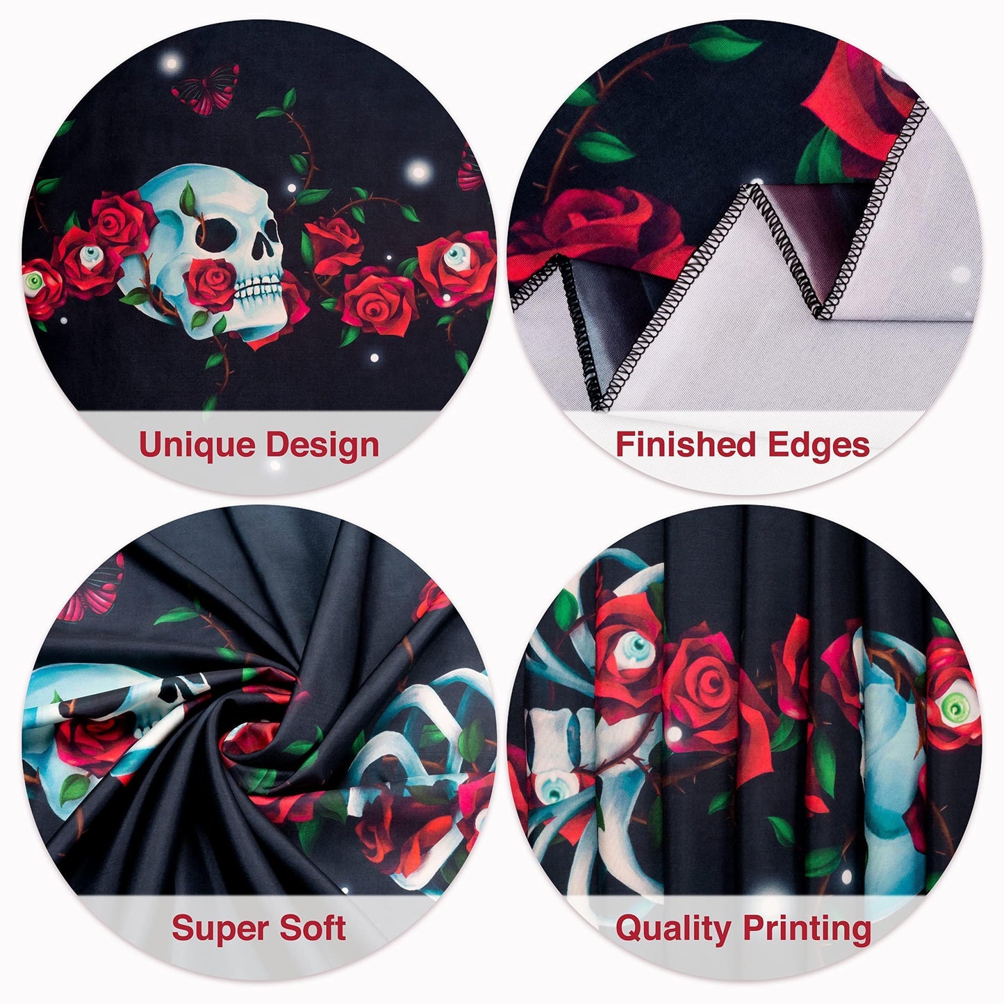 Cheerland Halloween Gothic Tablecloth Rose Skull Table Cloth Rose Skeleton Fabric Table Cover Black and Red Design for Halloween Weddings Summerween Birthday and Party Decor Supplies
