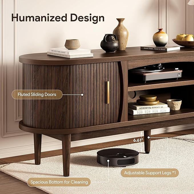 Decofy Mid Century TV Stand for TVs up to 70 Inches, Entertainment Center