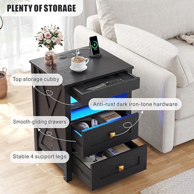 HWB LED Nightstand Set of 2