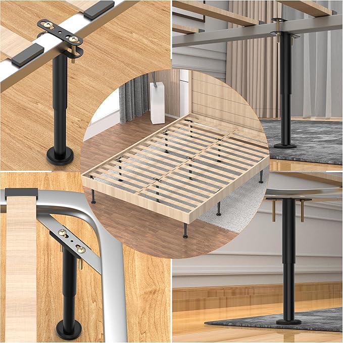 Wlrrcwdttc 4 Pcs Adjustable Height Bed Support Legs 7.08-12.6 inch, Bed Frame