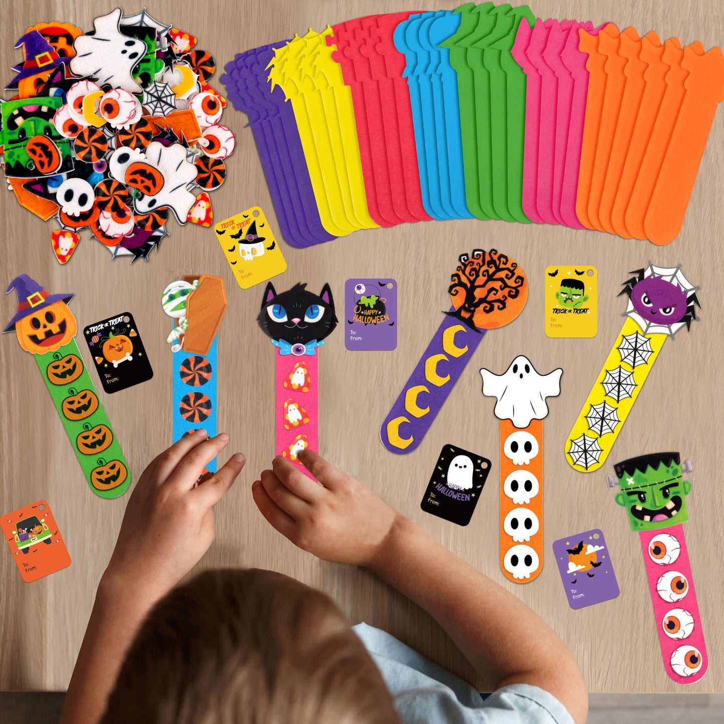 80UncleKimby 28 Sets Halloween Crafts for Kids DIY Bookmarks Kits Ages 4-8 Classroom Activities