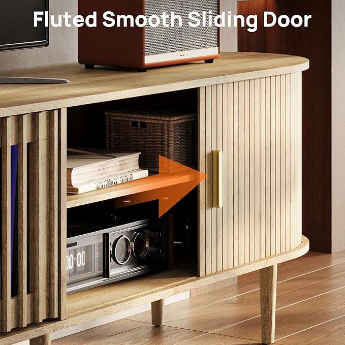 94.5" Fluted Mid Century Modern TV Stand