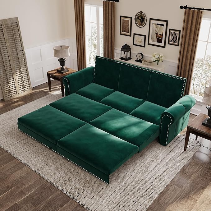 3 in 1 Convertible Sleeper Sofa Bed, 93.7" King Size Sofa Sleeper