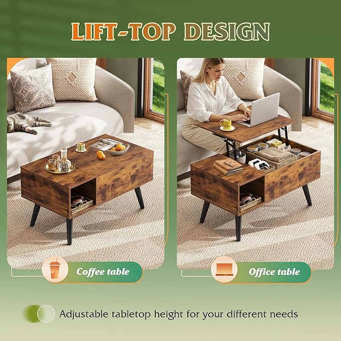 WLIVE Coffee Table for Living Room, Small Coffee Table