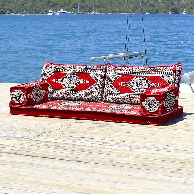 mysticalanatolia Majlis Floor Sofa Loveseat – 75x27x4 in Convertible Guest