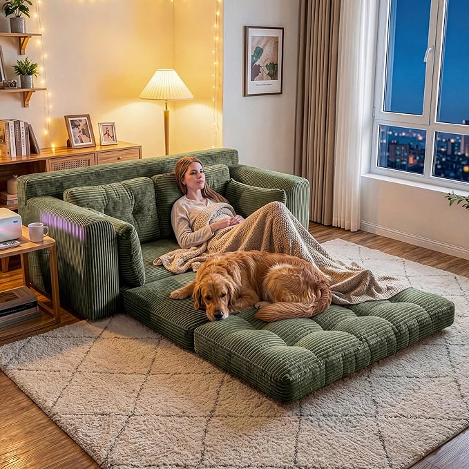 Homkdom Convertible Loveseat Sleeper, Space-Saving Folding Sofa Bed