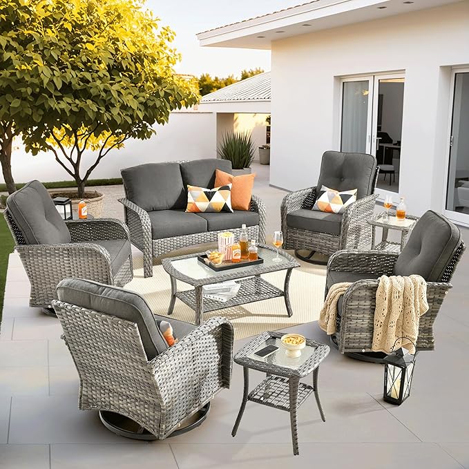 ovios 8-Piece Patio Furniture Set, Outdoor Wicker Sofa