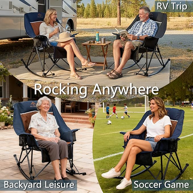 400lbs Rocking Camping Chair, Oversized Heavy Duty XL Folding Rocker