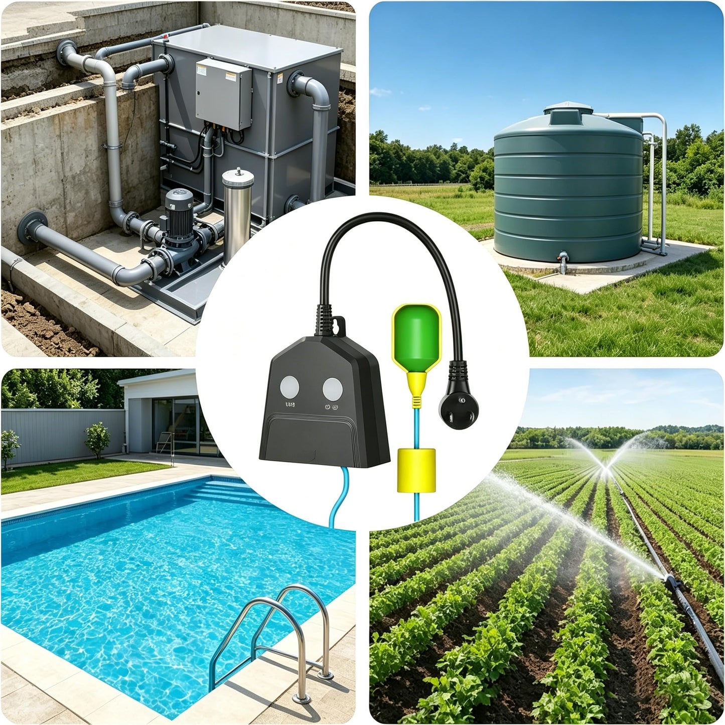 MOKYDUO Smart Plug Sump Pump Alarm, WiFi High/Low Water Level Sensor with Auto Pump Control, 110dB Siren + App Alert, Battery Backup, IP65 Waterproof for Basement, Septic Tank, Pool