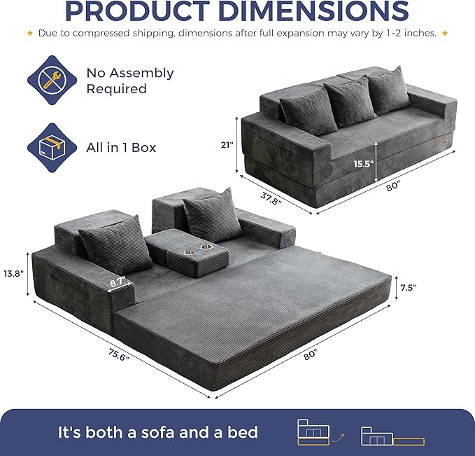 MAXYOYO Convertible Sofa Bed, Folding Sleeper Chair