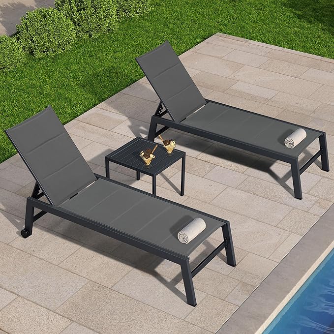 PURPLE LEAF Outdoor Chaise Lounge Set of 4 Aluminum Lounger