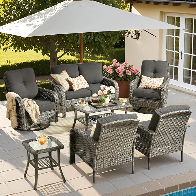 ovios 7-Piece Patio Furniture Set, Outdoor Wicker Sofa