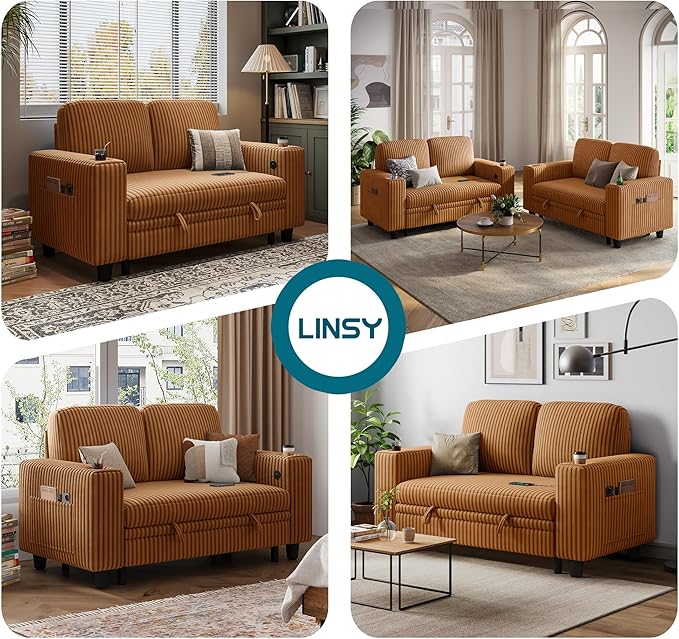 LINSY HOME Loveseat Sofa with Storage