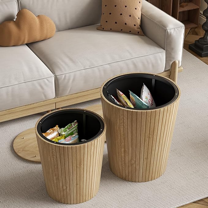 Nesting Coffee Table Set of 2, Round End Table
