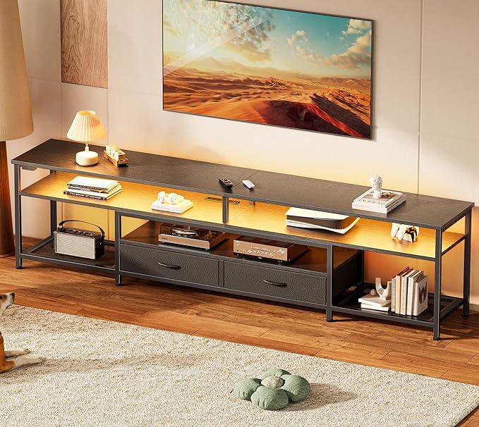 Huuger 79 Inch TV Stand for 85, 90 Inch TV, Entertainment Center